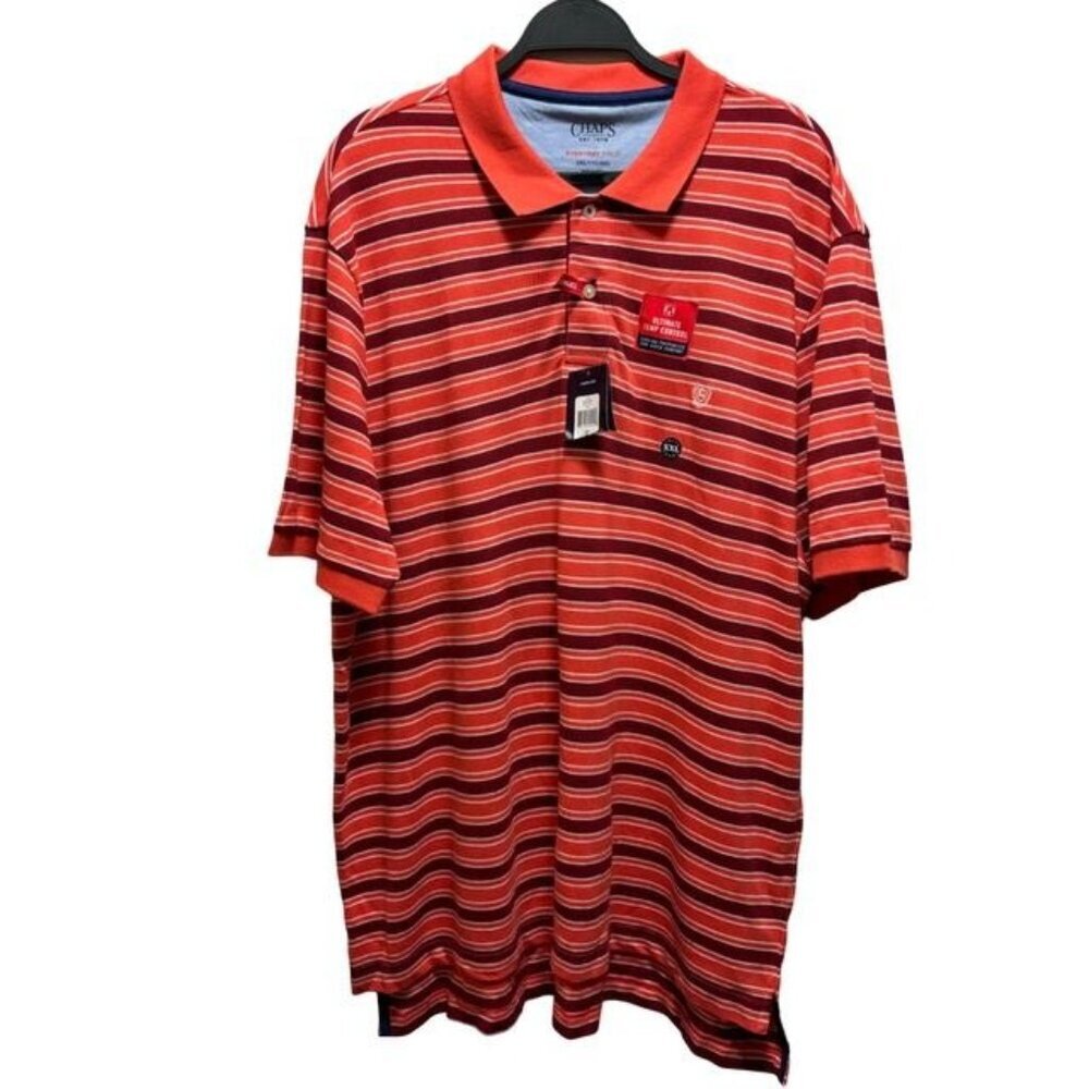 Chaps Red Stripe Performance Polo Shirt Size XXL Men's